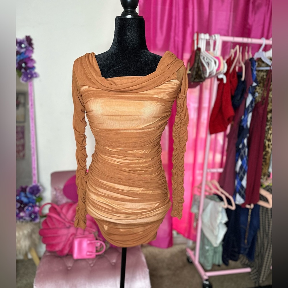 Fashion nova mesh me brown midi dress very sexy !